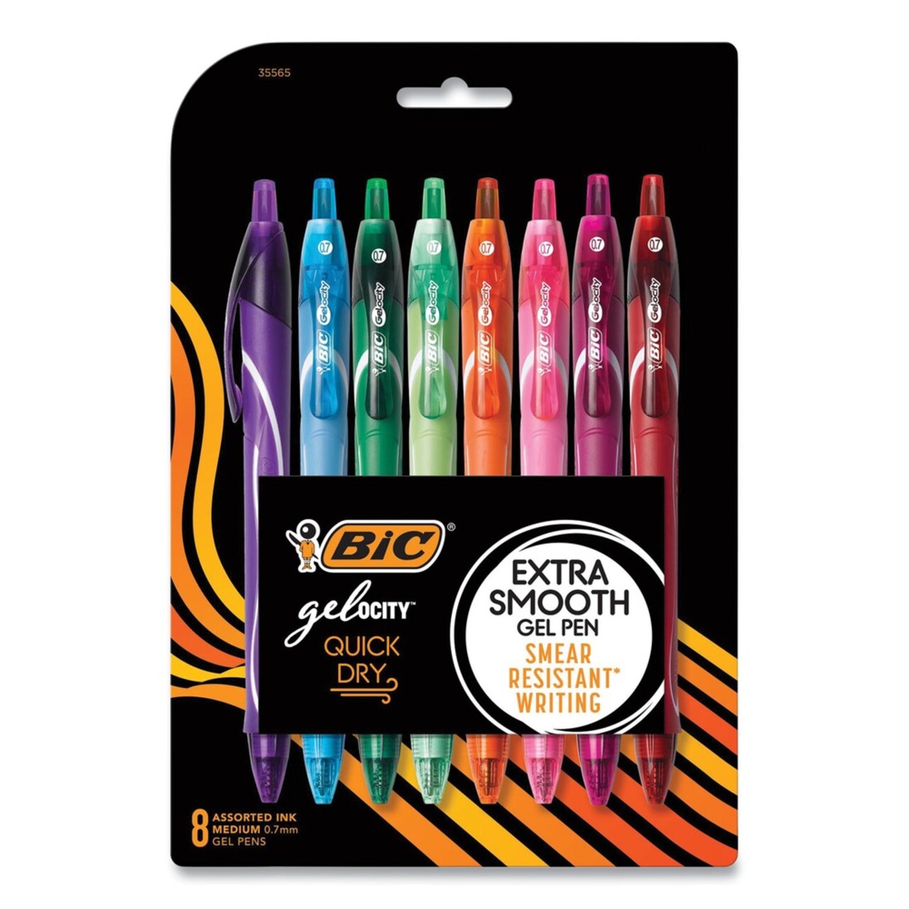 BIC Medium 0.7 mm Gel-ocity Quick Dry Retractable Gel Pen - Randomly Assorted Ink and Barrel Colors (8/Pack)